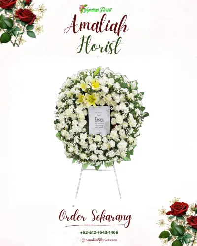 Krans Bunga Duka Cita di Rumah Duka Sunter